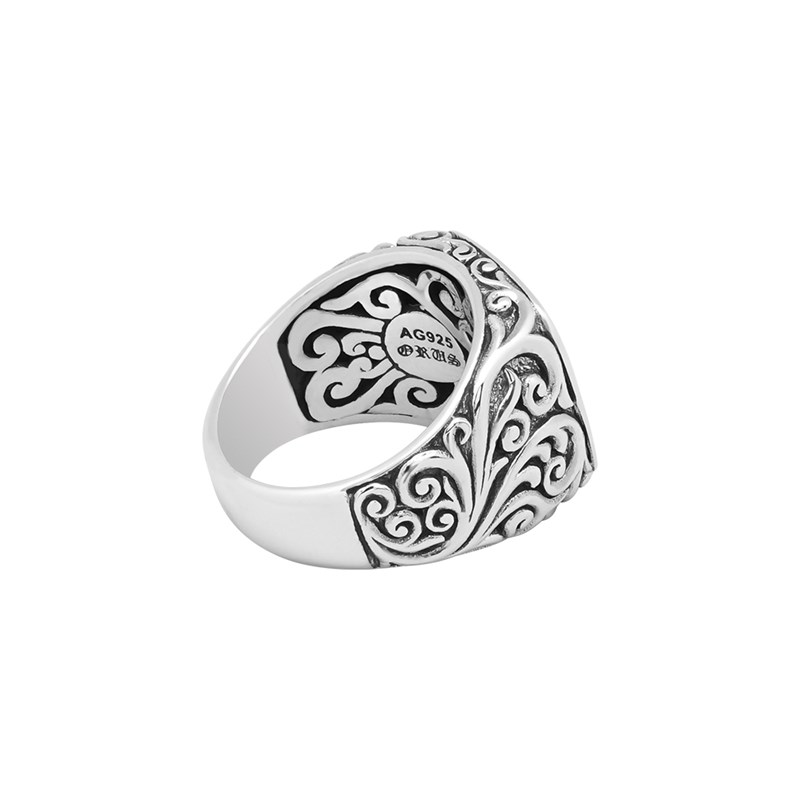 Bague Chevalière Homme Argent Motifs Tribal Et Géométrique