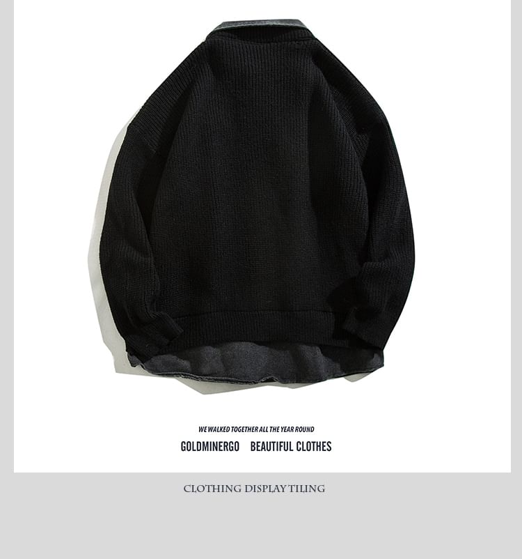 Yelmenor - Geribbeld vest met tweedelige kraag en denim paneel