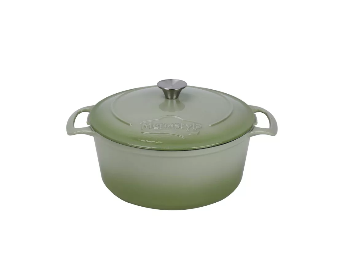 Menastyl - Cocotte Colette Ronde 7l 29cm En Fonte Emaille Vert