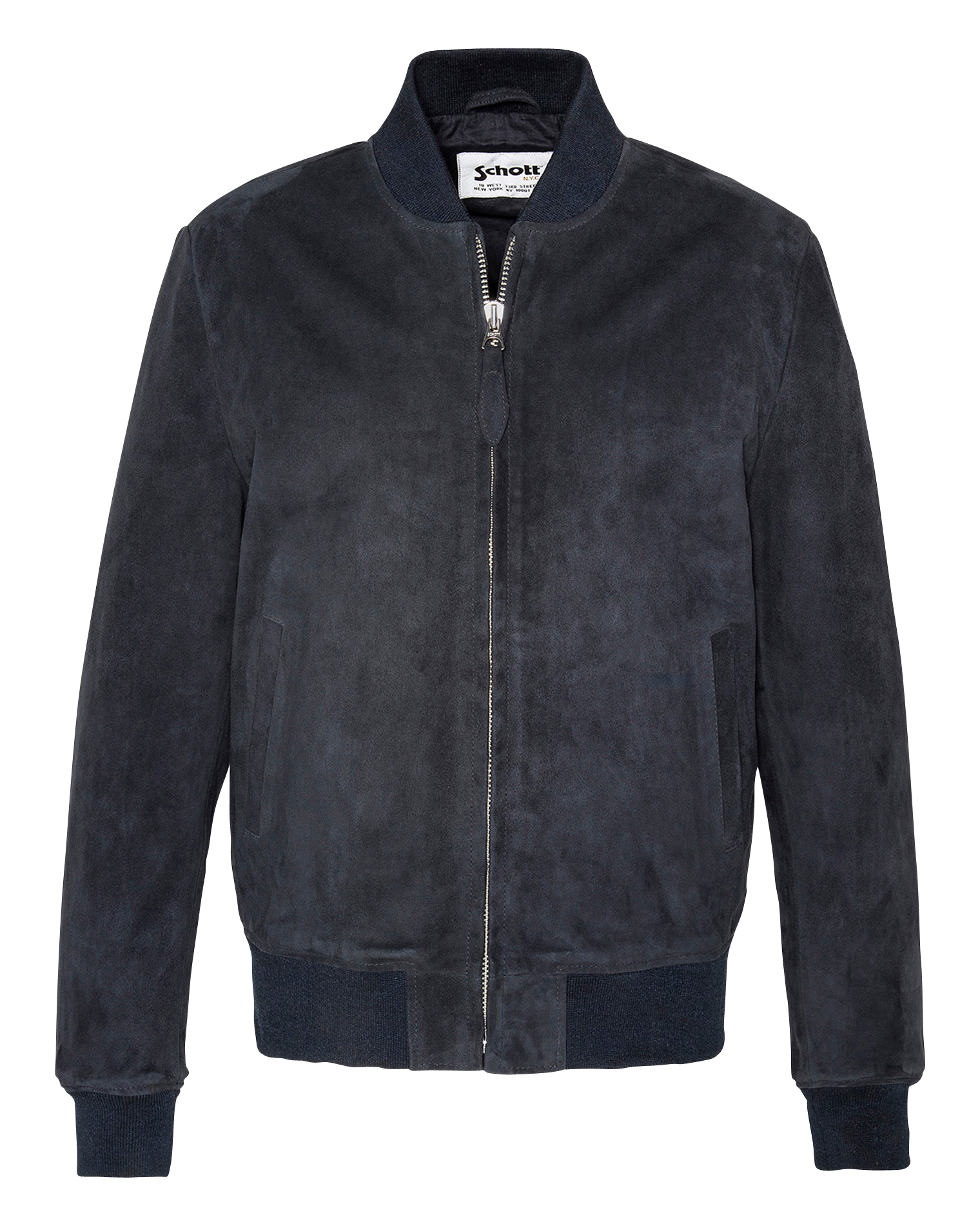 Blouson zippé en cuir | Bleu