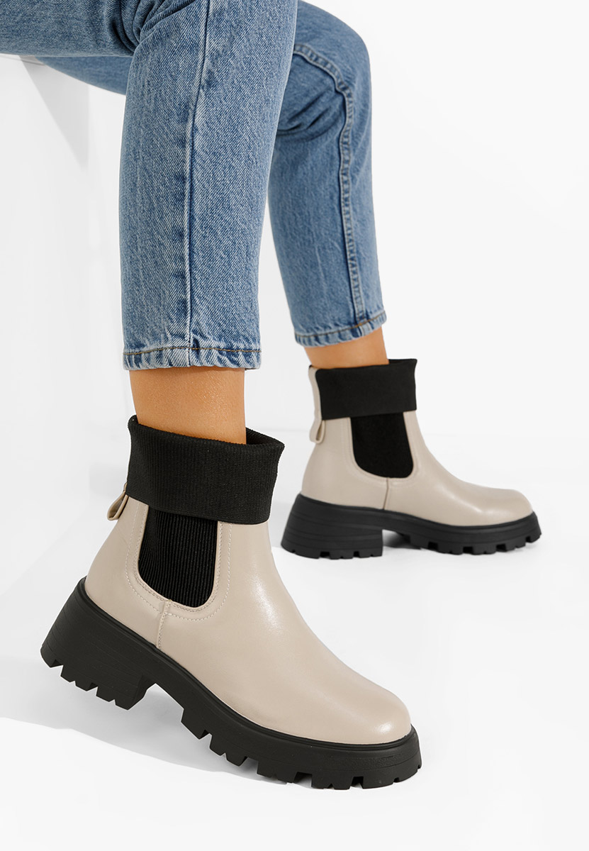 Bottines chaussettes beige Adrisana