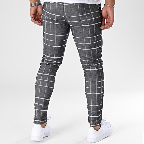 Pantalon A Carreaux Gris Anthracite Chiné