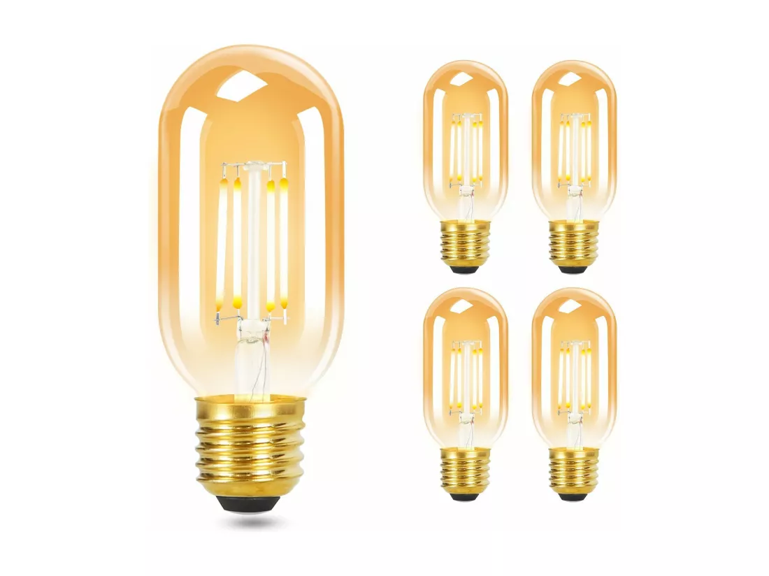 NETTLIFE Lot de 4 ampoules LED E27 blanc chaud vintage T45 4W 2700K style Edison économie d'énergie ampoules en verre