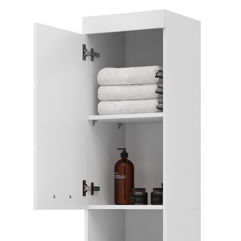 Vicco Hochschrank Badschrank Badezimmermöbel Luna Weiß Skandi 37x190 cm Badezimmer Schrank Badmöbel Schranktür Schrankfach Ablage Aufbewahrung