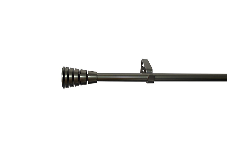 Kit de tringle à rideau extensible embout cône strié Athens GoodHome 120/210 cm, Ø16/19 mm gris