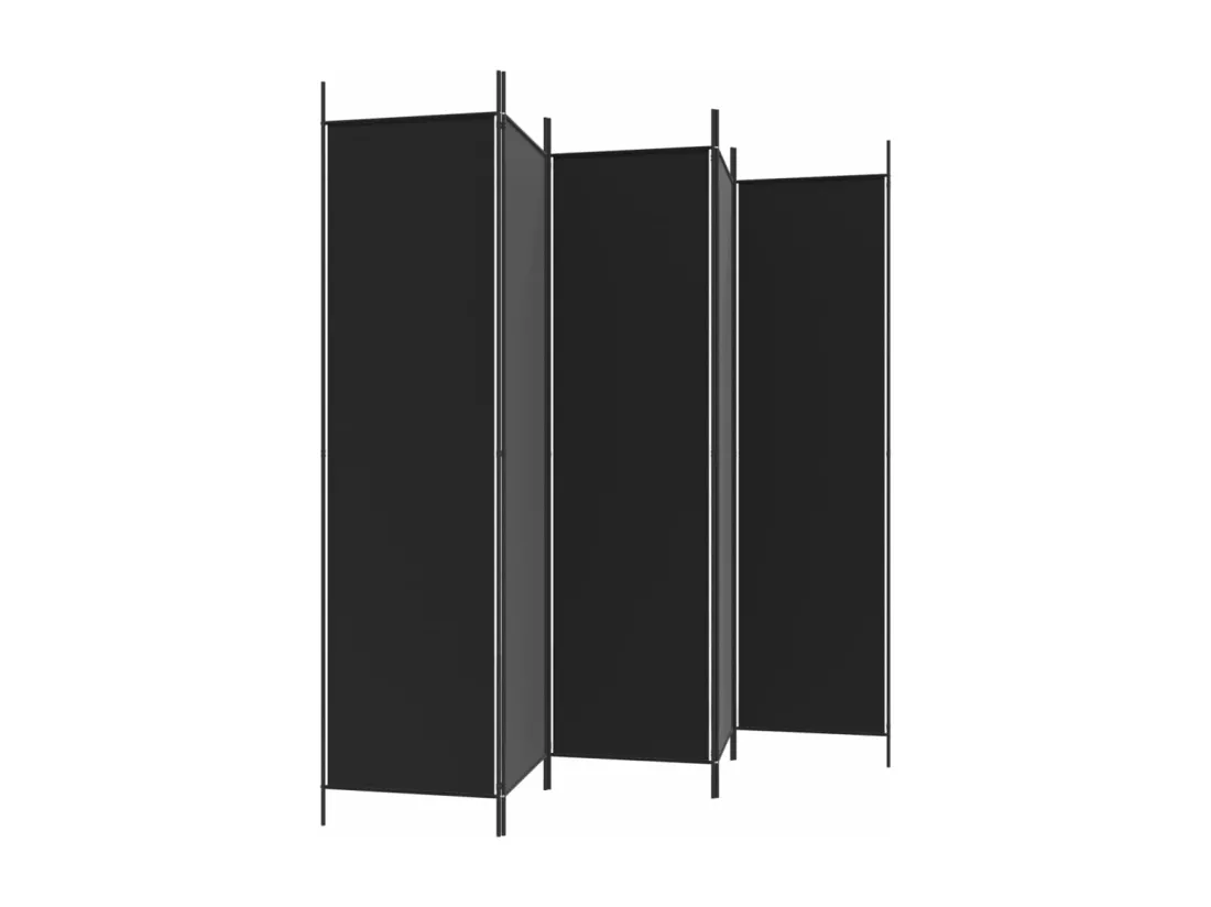 Cloison de séparation 5 panneaux Noir 250x200 cm Tissu