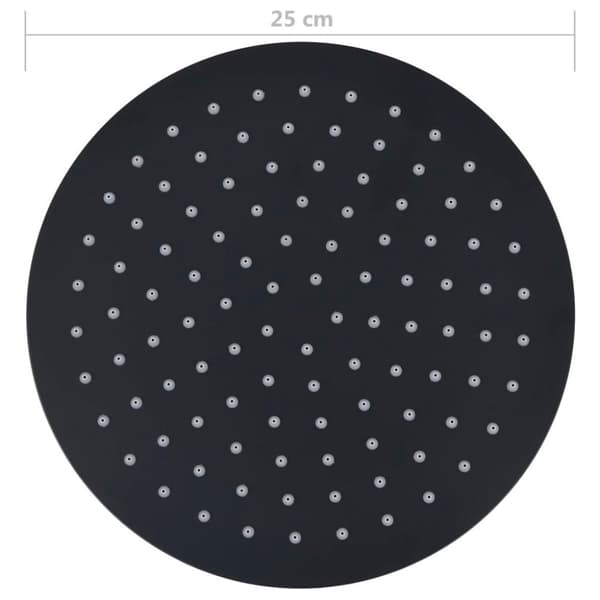 vidaXL Regndusjhode rustfritt stål 25 cm rund svart