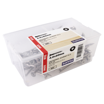 GAMMA schroef universeel platkop RVS 4.0x60 mm 100 stuks