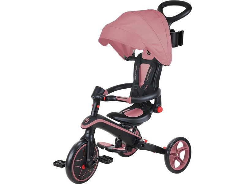 GLOBBER Trike Explorer Foldable 4 in 1, Pastellrosa All-in-One-Baby-Dreirad und Kinder-Laufrad