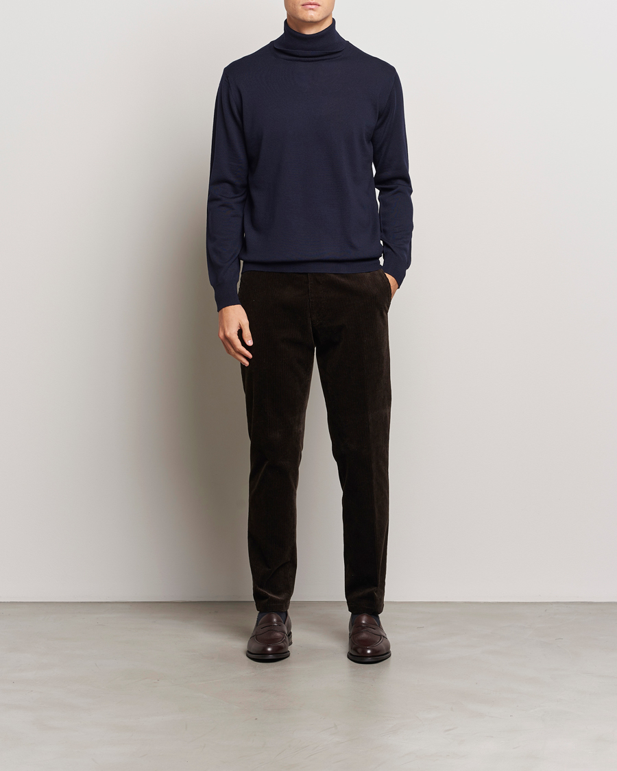 Morgano Extra Fine Merino Wool Rollneck Navy
