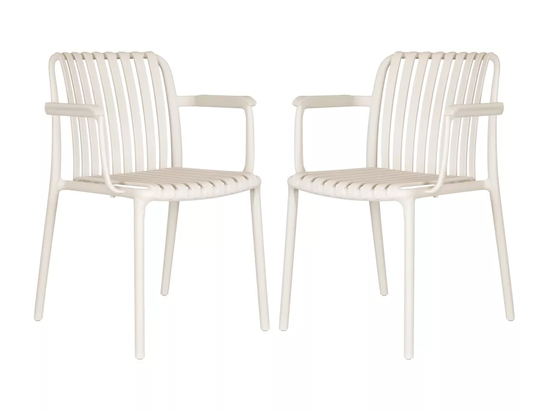 Lot de 2 fauteuils de jardin empilables en polypropylène - Beige - SESEH de MYLIA