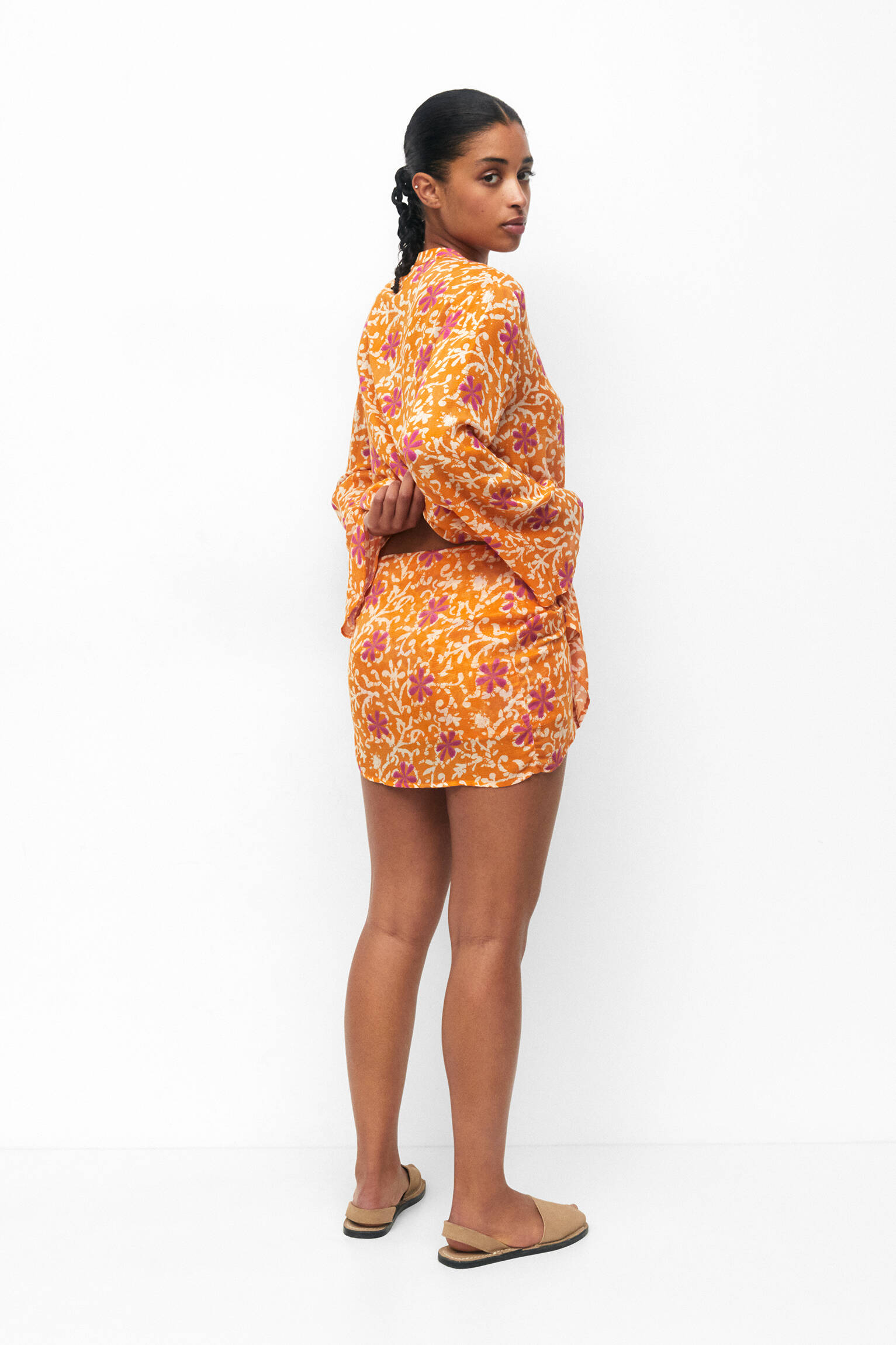 Minissaia pareô estampada - laranja