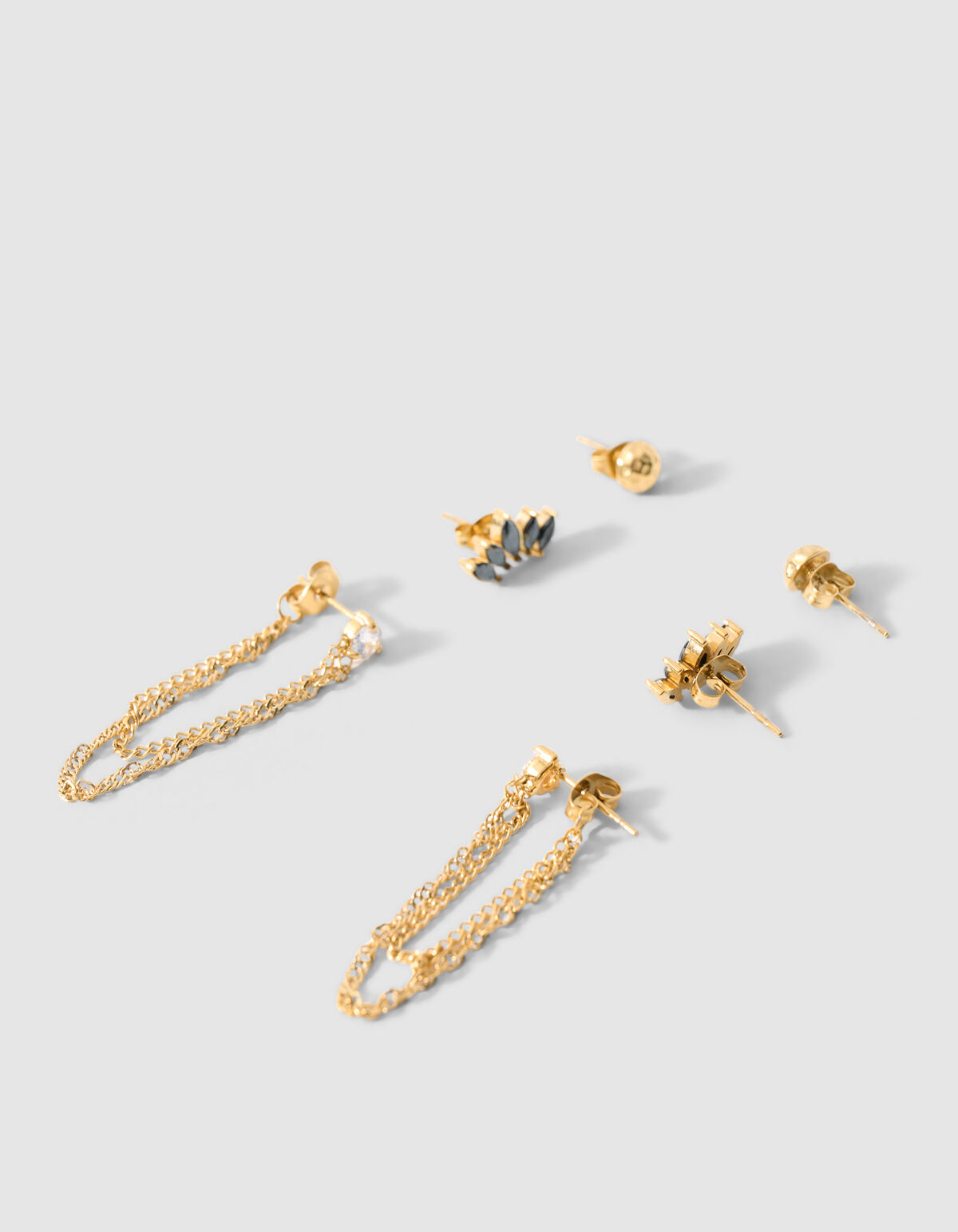 Strass Oorbellen Set Goud