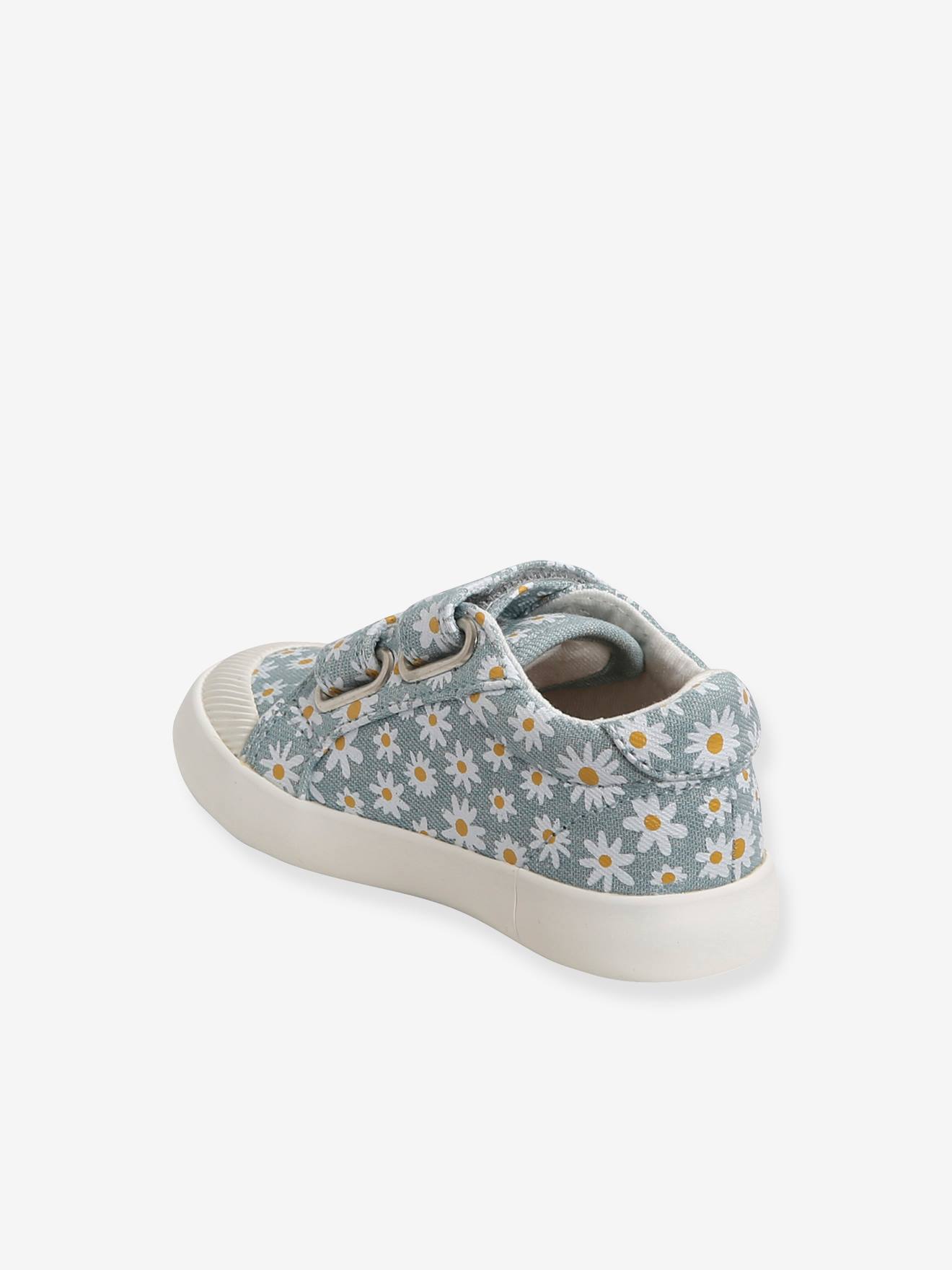 Tênis de lona com tiras autoadesivas para bebês meninas, multicoloridos
