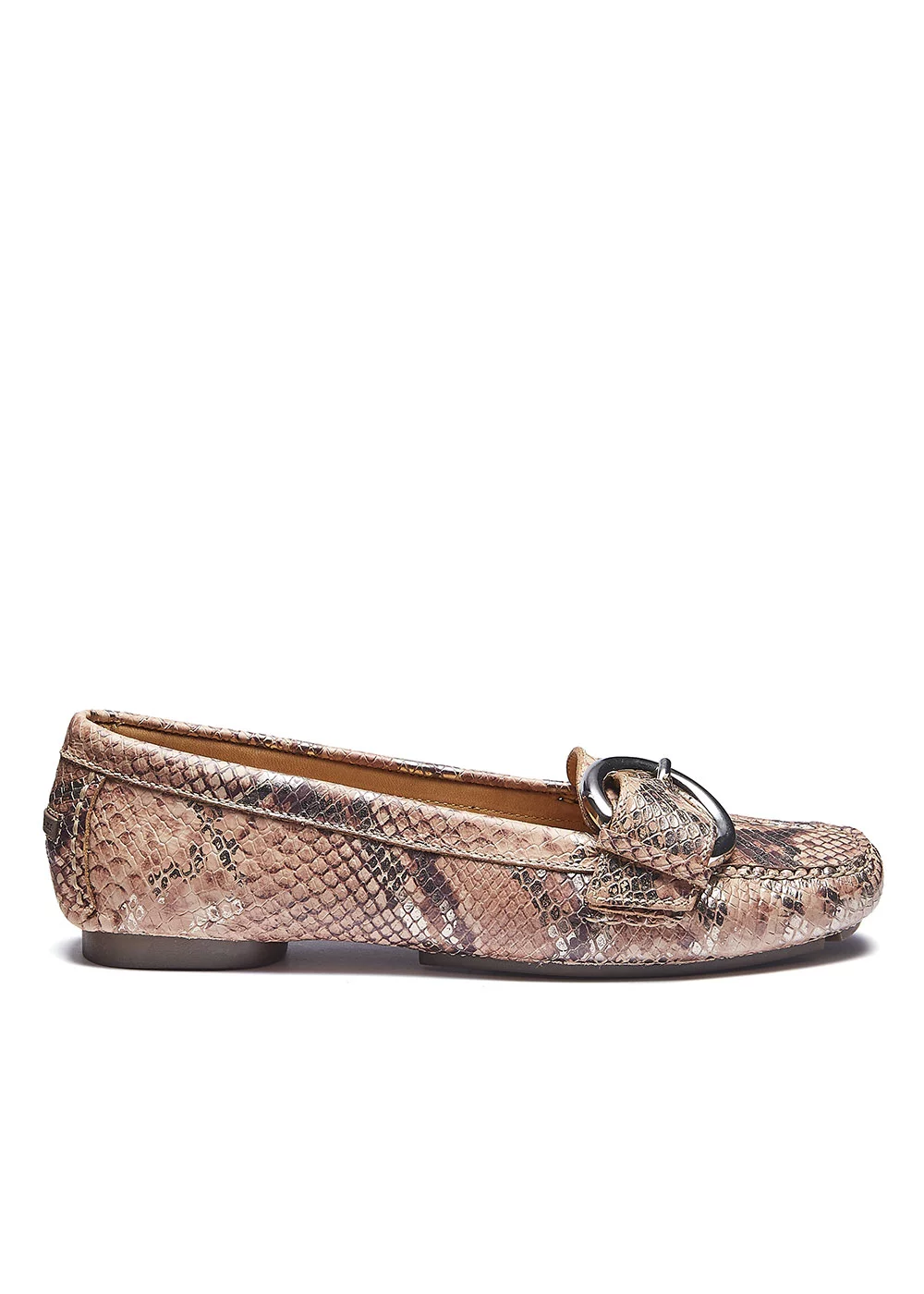 MOCASSIN BIG BUCKLE CUIR FACON PYTHON ROSE