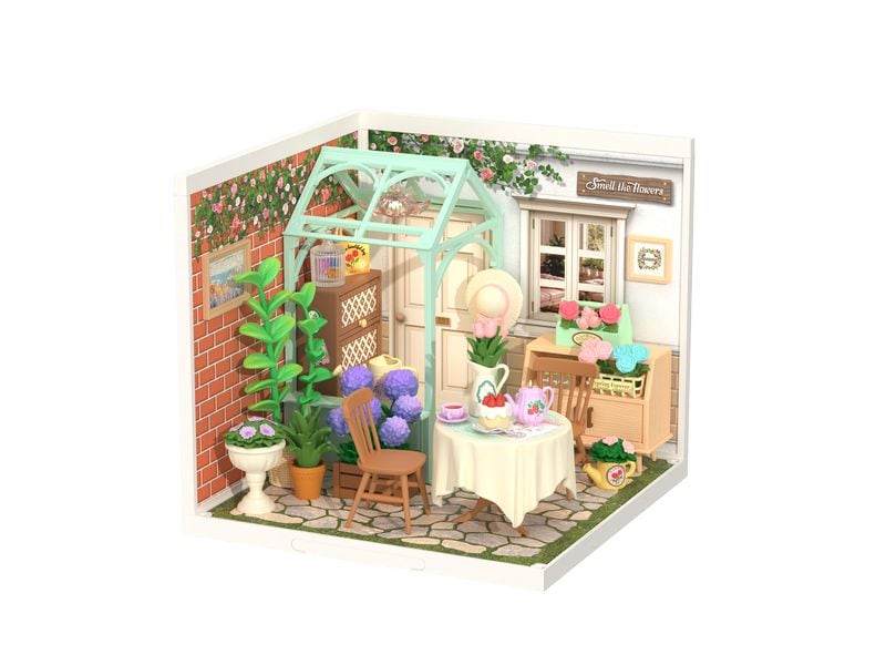 RoboTime Bausatz Blooming Tea Garden 3D-Puzzle aus lasergeschnittenen Holzteilen