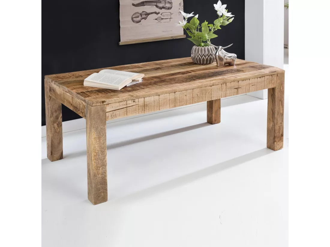 table basse RUSTICA 110 x 60 x 47 cm en bois massif Mango Nature | table basse de style rustique Table basse | salon de table en bois massif