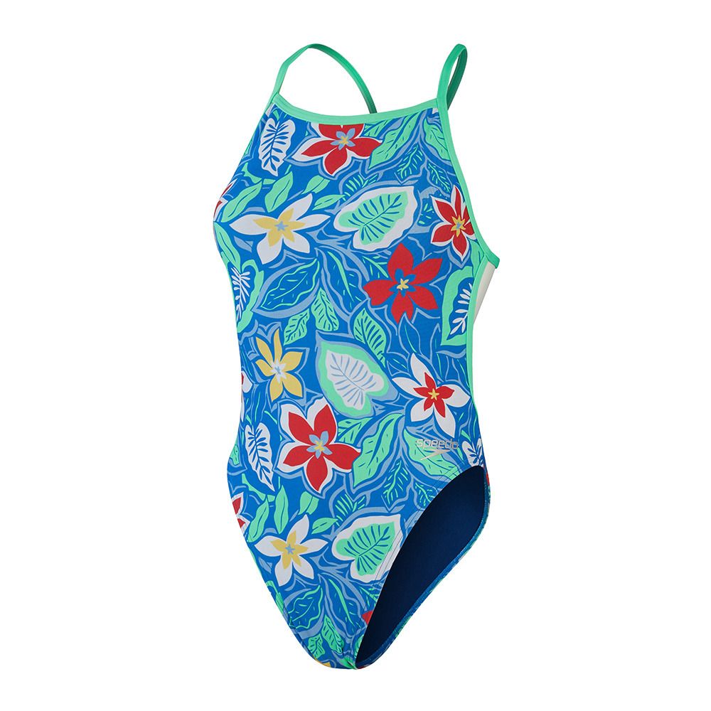 Speedo ECO+ ALLOVER V-BACK - Maillot de bain 1 pièce Femme blue
