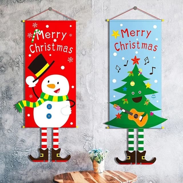 Glædelig jul Flag Xmas hængende banner dørdekoration