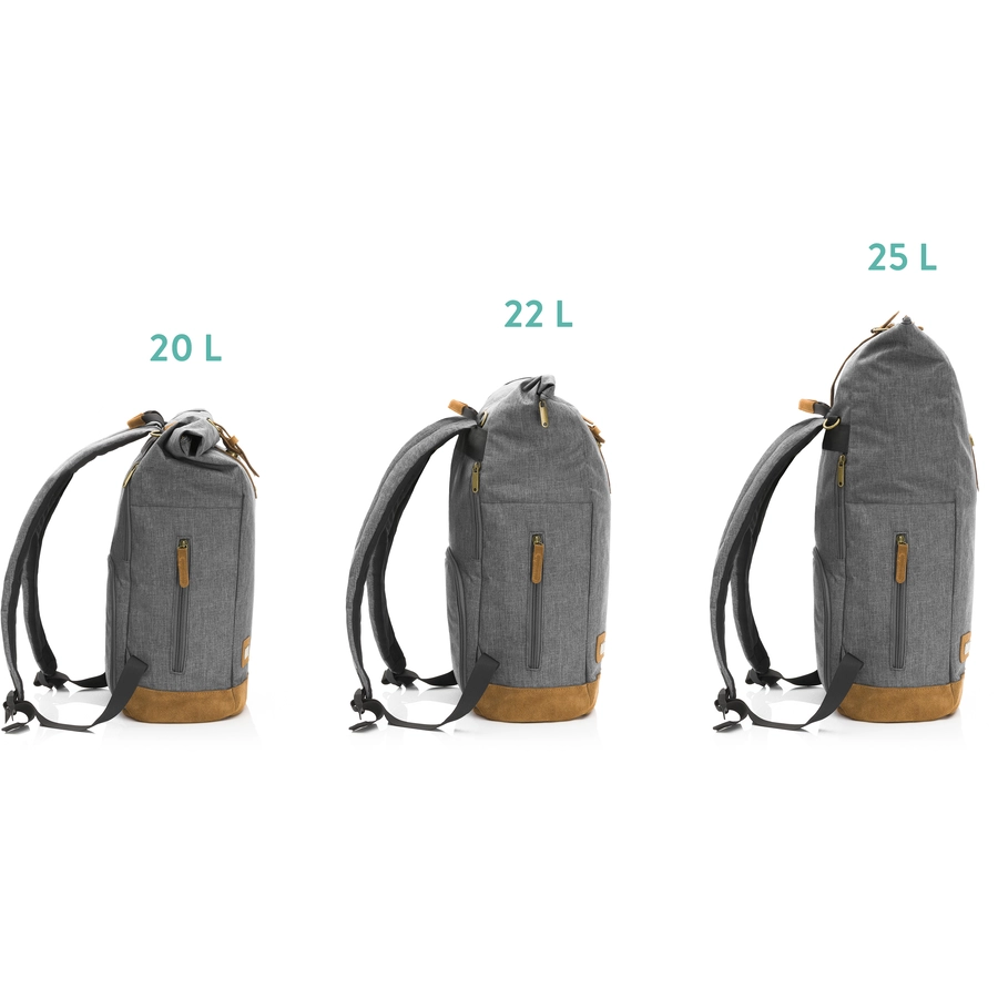 fillikid Wickelrucksack Rolltop Berlin Grau Melange