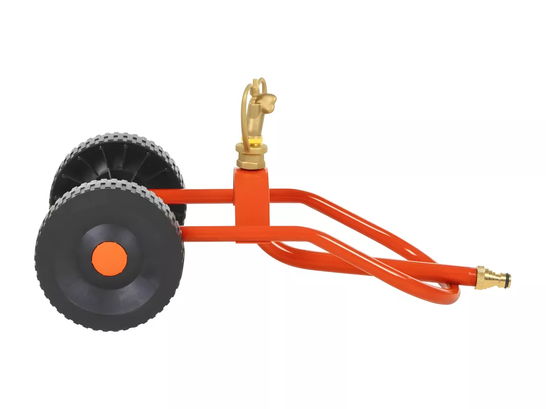 Prolenta Premium - Traîneau d’arrosage sur roues avec tête rotative en acier rouge