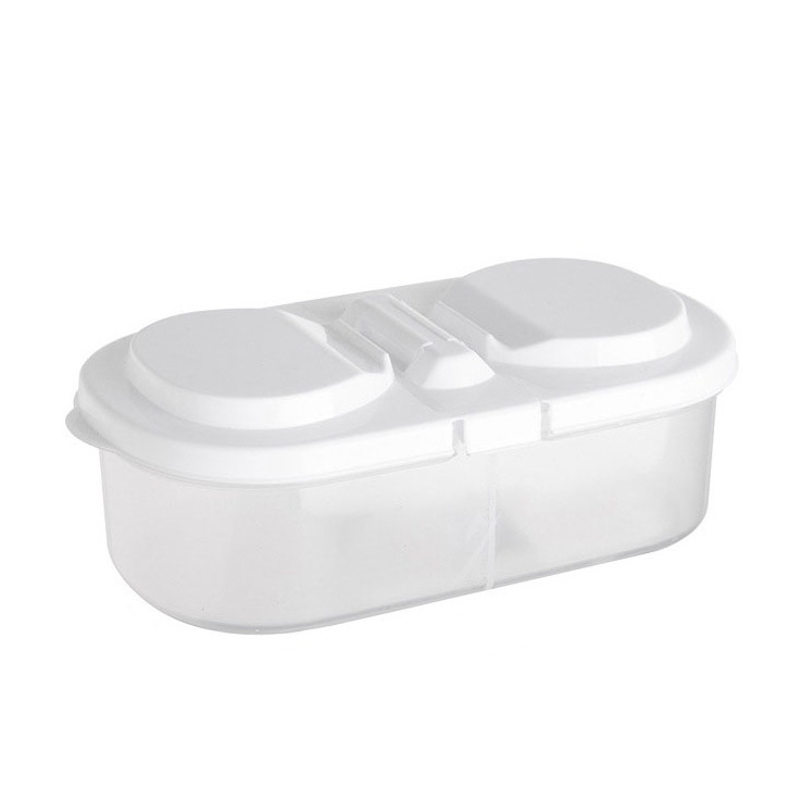 (600ml) 2-fach Vorrats Aufbewahrungs Behälter Lunchbox Frischhalte Dose Lebensmittel Snack Organizer mit Deckel  - Transparent