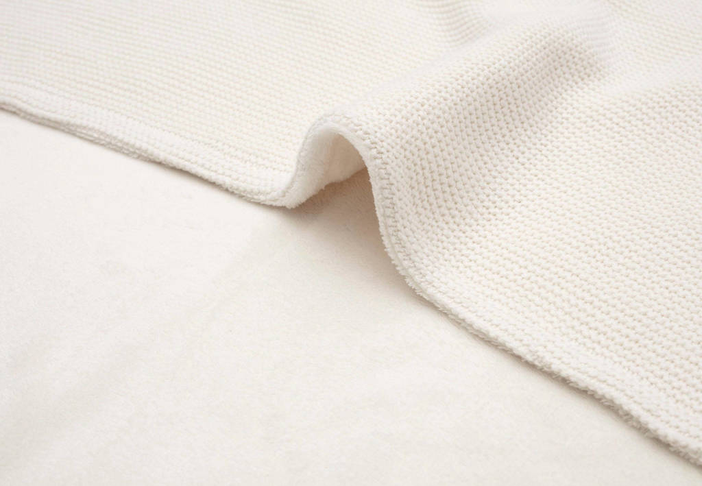 baby ledikantdeken 100x150cm Basic Knit - Ivory/Coral fleece