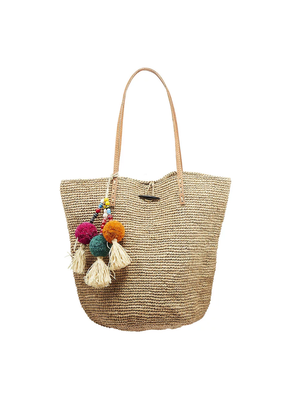 SEAU RAPHIA MAGDALENA  MULTI POMPONS