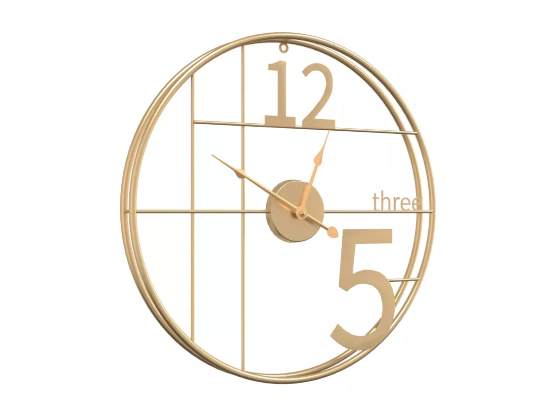 Horloge murale doré Ø50 cm fer