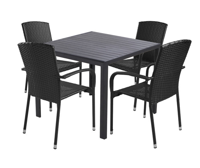 Havebord Havanna 90x90 cm i aluminium og nonwood - Sunlife