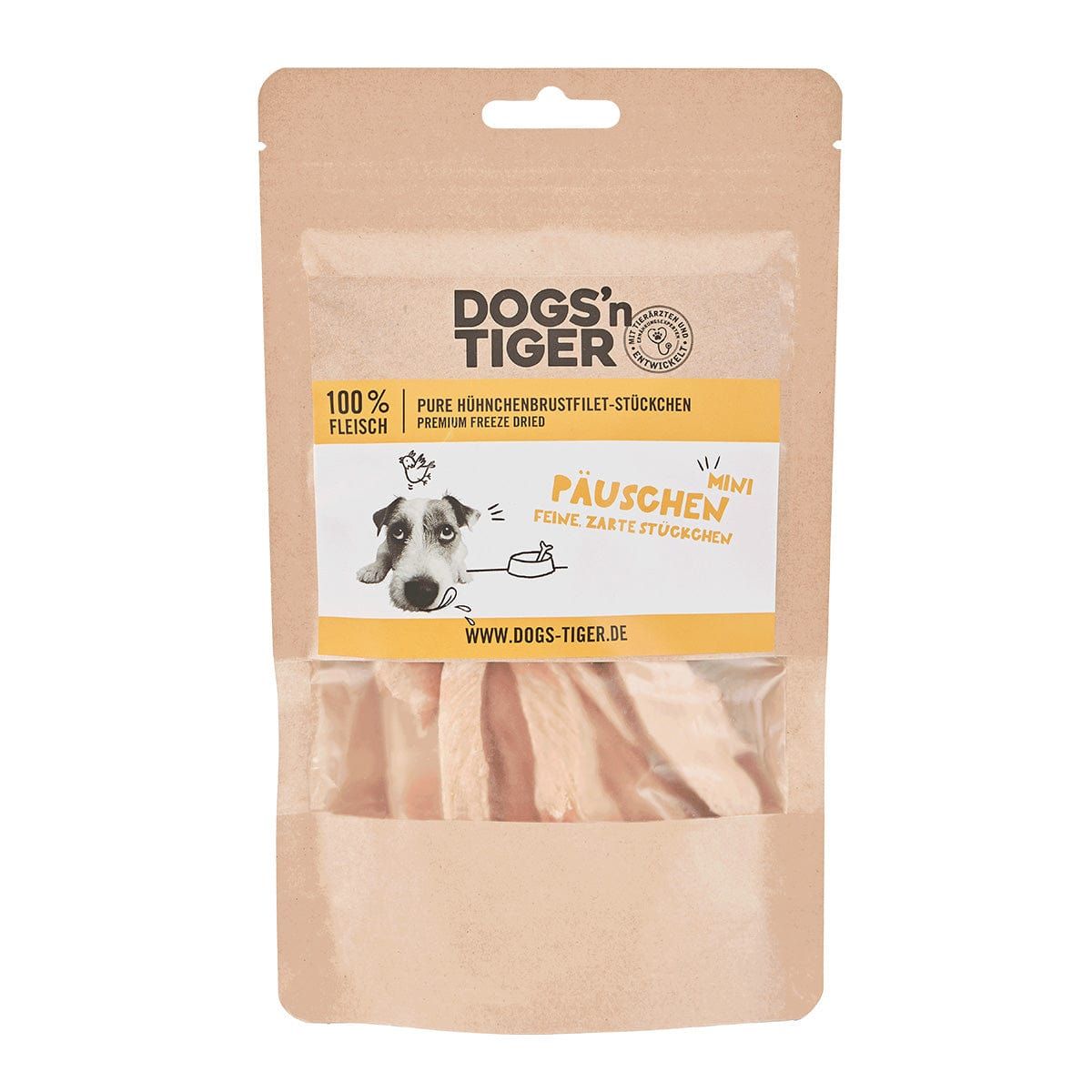 Dogs’n Tiger Adult Hunde Snacks Päuschen Mini, Leckerlies, 100% Hühnchenbrustfilet