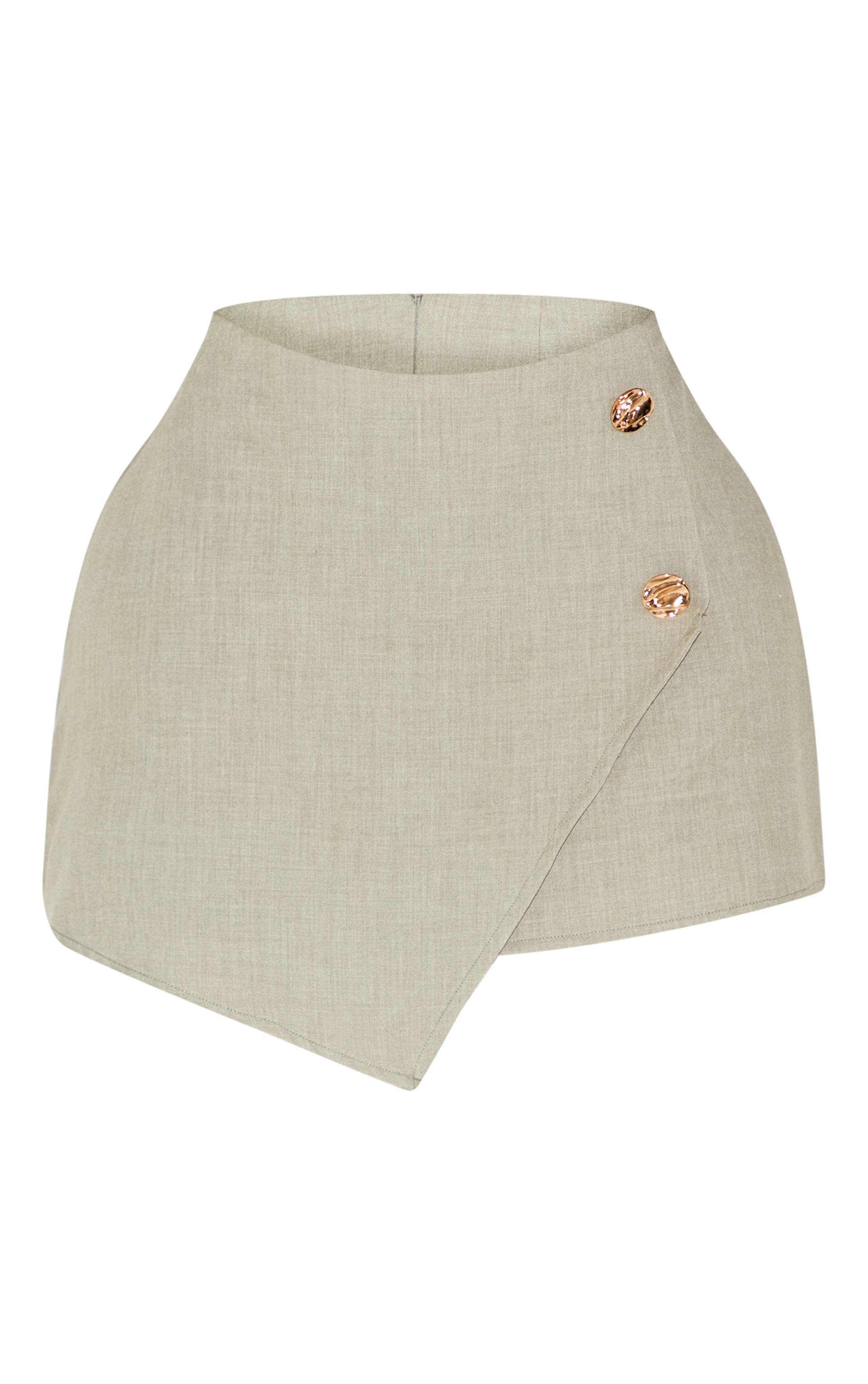Vert Sauge Jupe-short Asymétrique Martelée Tissée Shape