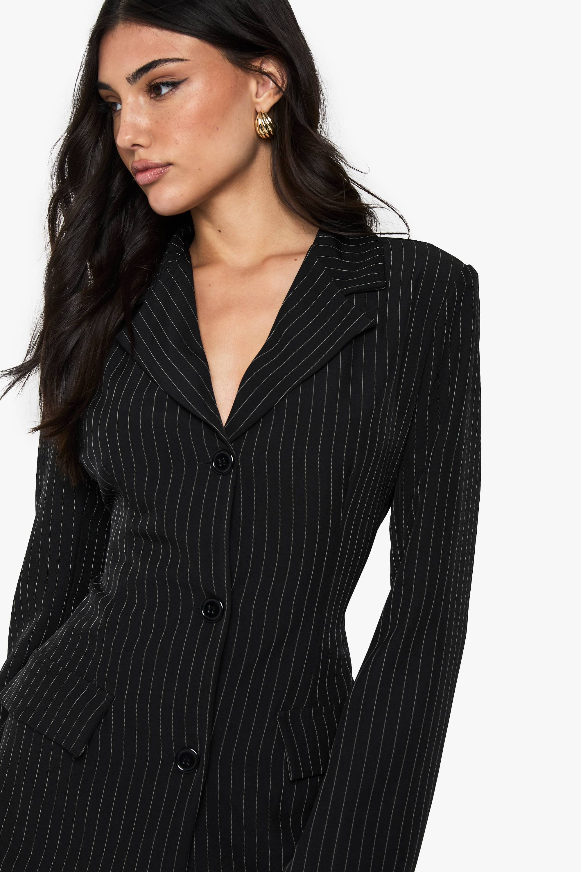 boohoo Blazer structuré à fines rayures