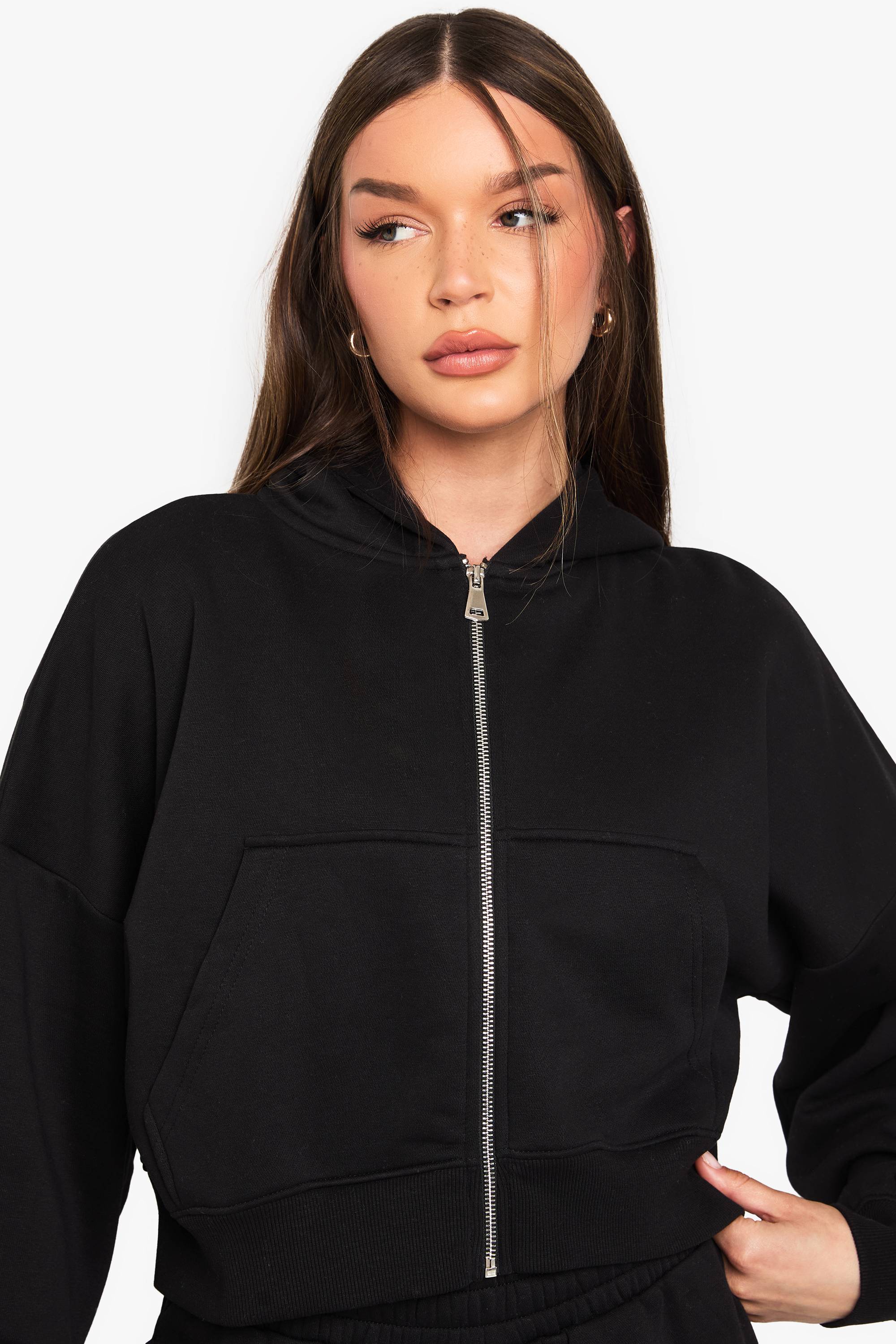 boohoo Sweat À Casynthétiqueche Oversize Boxy Avec Manches Ballon Et Fermeture Zippée