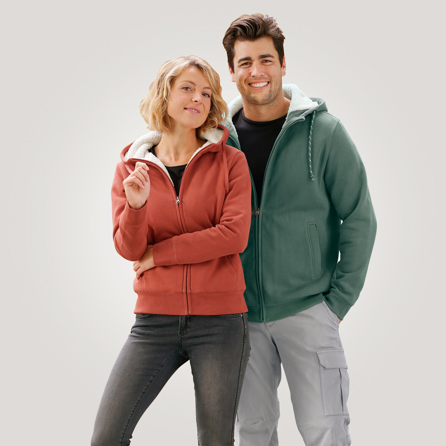 Sweatjacke mit Teddyfleece