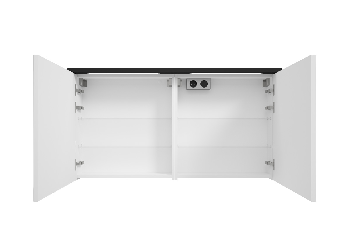 Fontana Grado spiegelkast met verlichting 117cm 2 deuren zwart mat