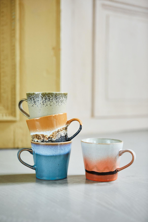 HKliving 70's Ceramic cappuccino mok set van 4 solid