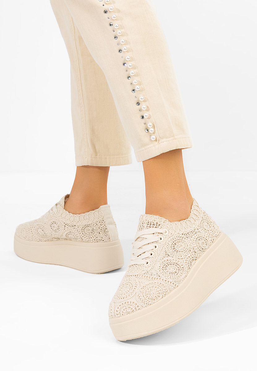 Baskets à plateforme beige Anneira