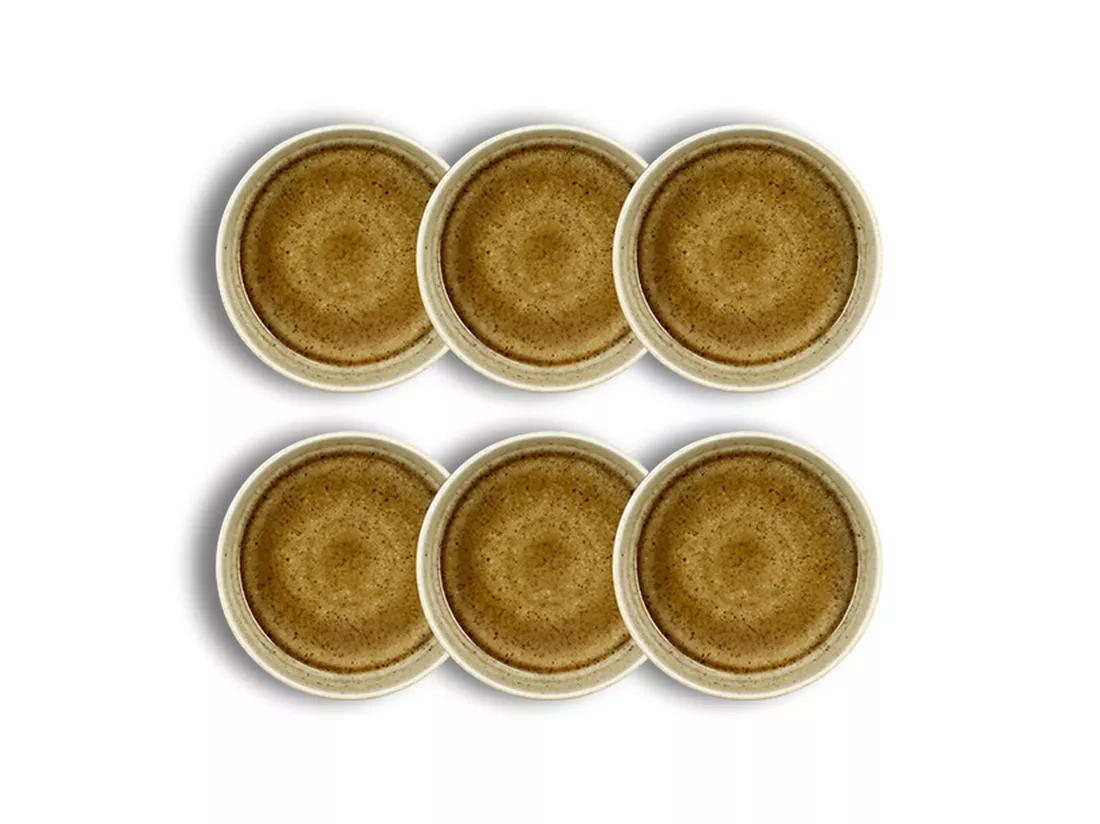 Ogo Living - Lot 6 Assiettes Creuses Stack 19cm En Porcelaine Marron