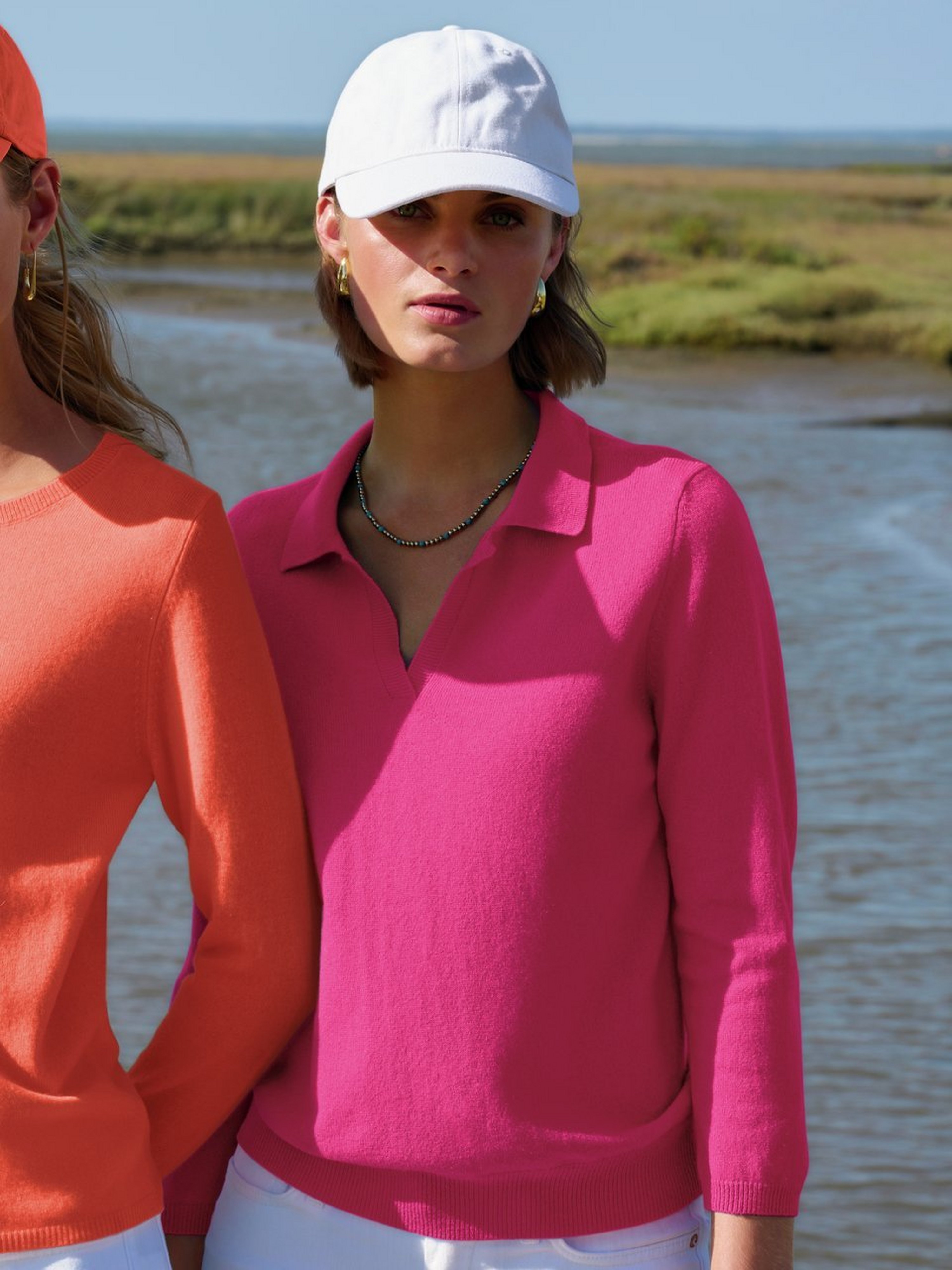 Polo-Pullover mit 3/4-Arm