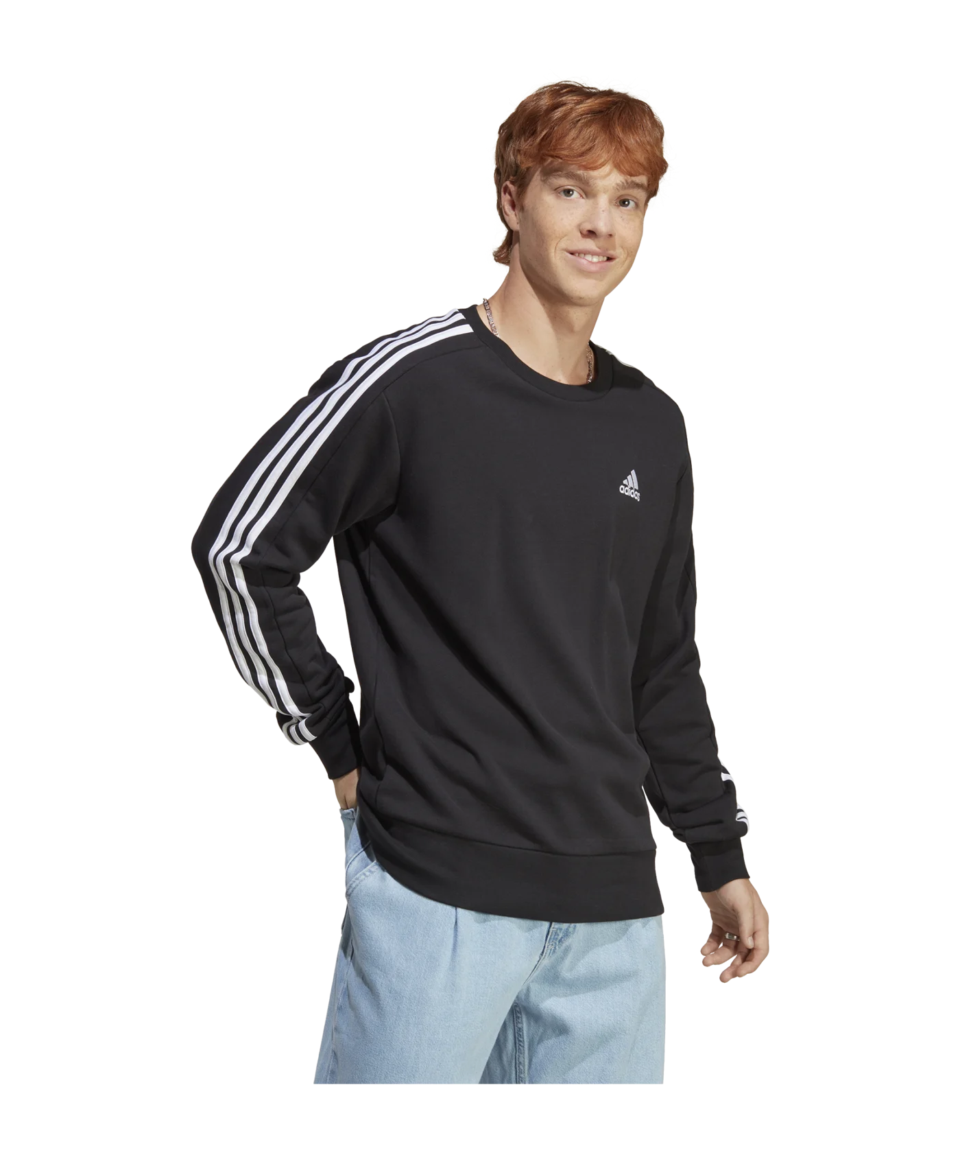 adidas Essentials French Terry 3-Stripes Sweatshirt Black