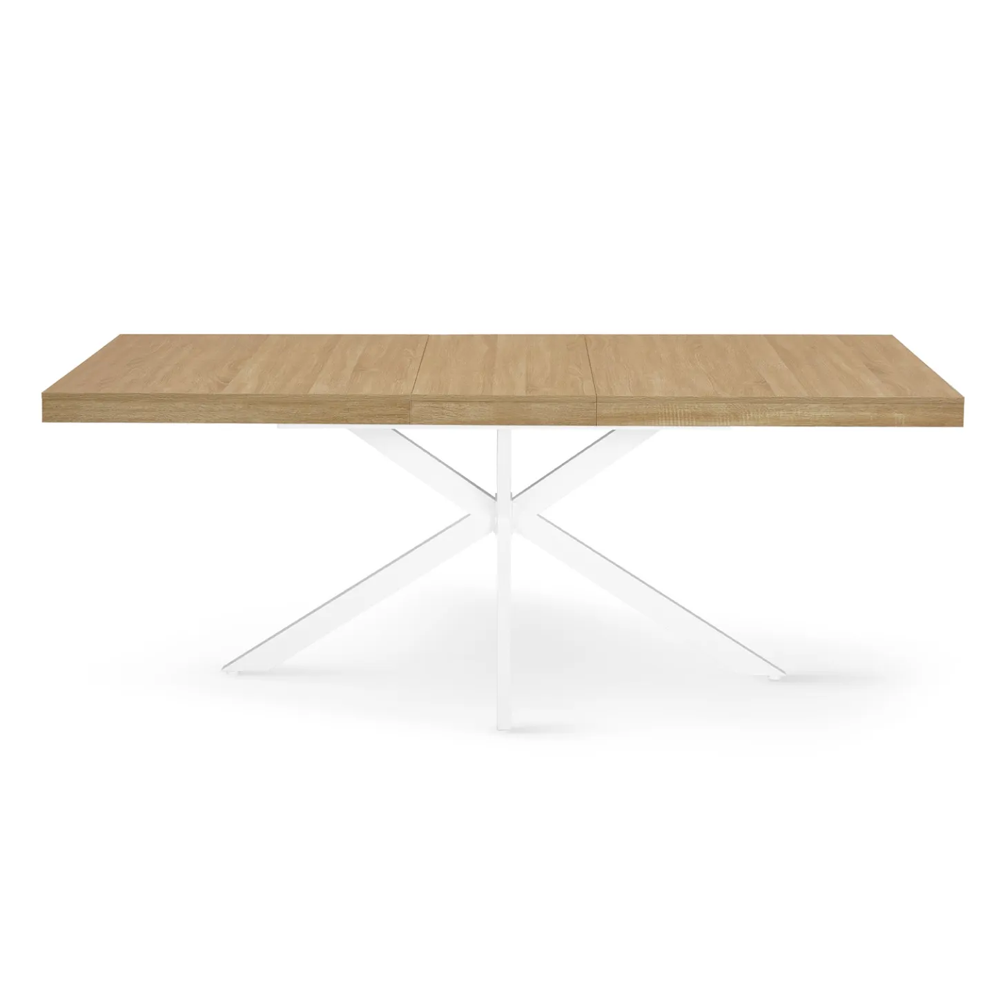 Table à manger extensible rectangle ALIX 6-10 personnes bois et blanc 160-200 cm