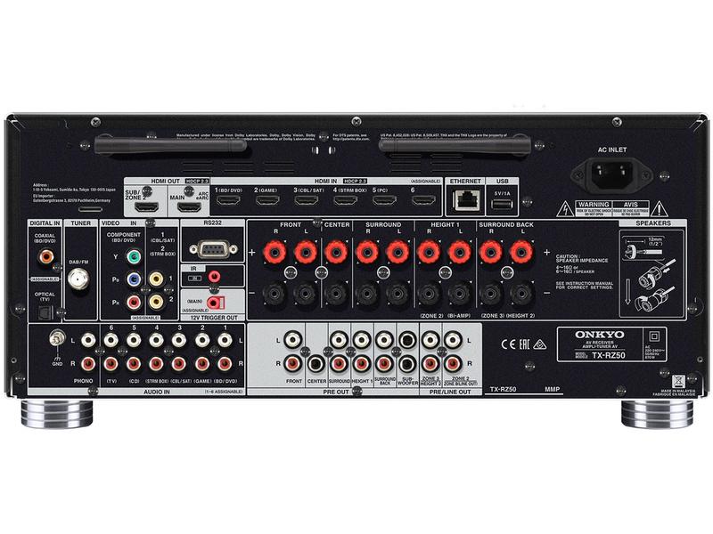 Onkyo AV-Receiver TX-RZ50 Schwarz 8K Ultra HD Verstärker mit grosser Anzahl Streamingmöglichkeiten