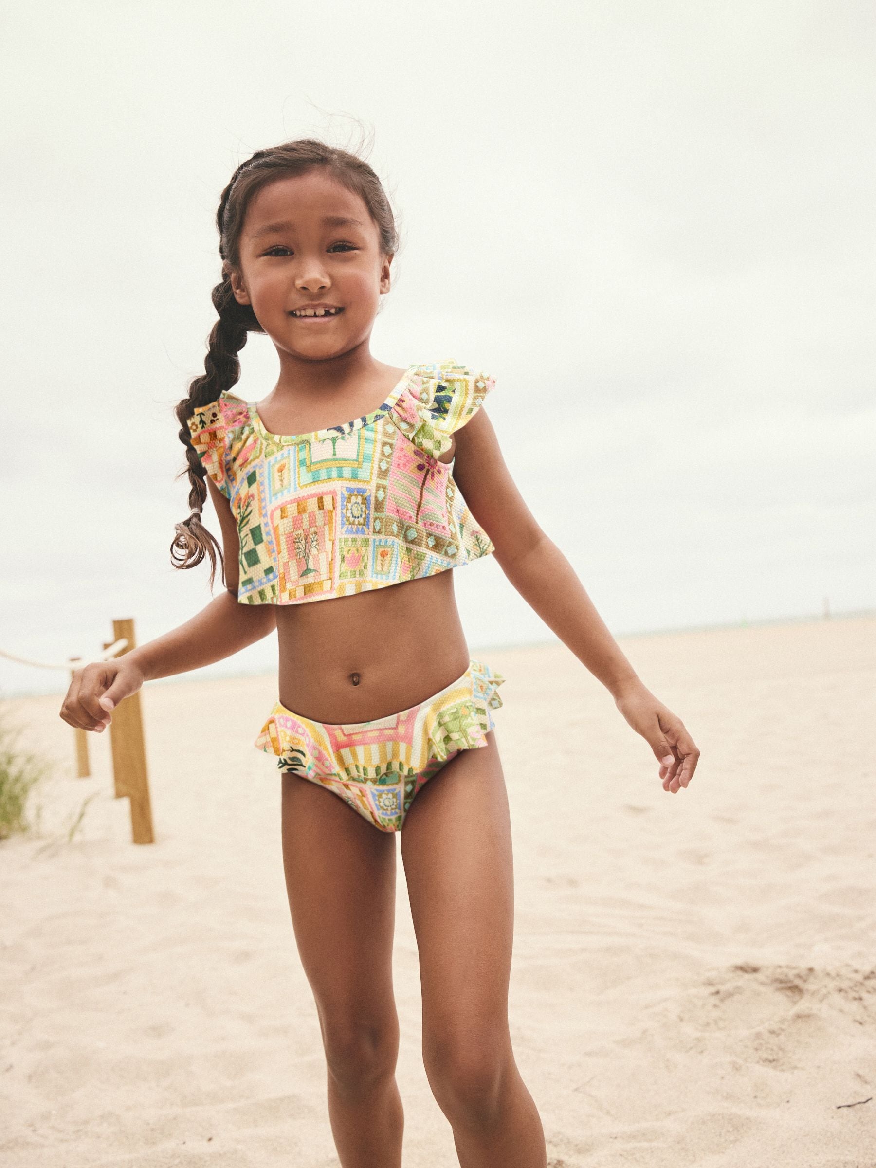Multi Patchwork Floral - Bikini met ruches (3-16jaar)