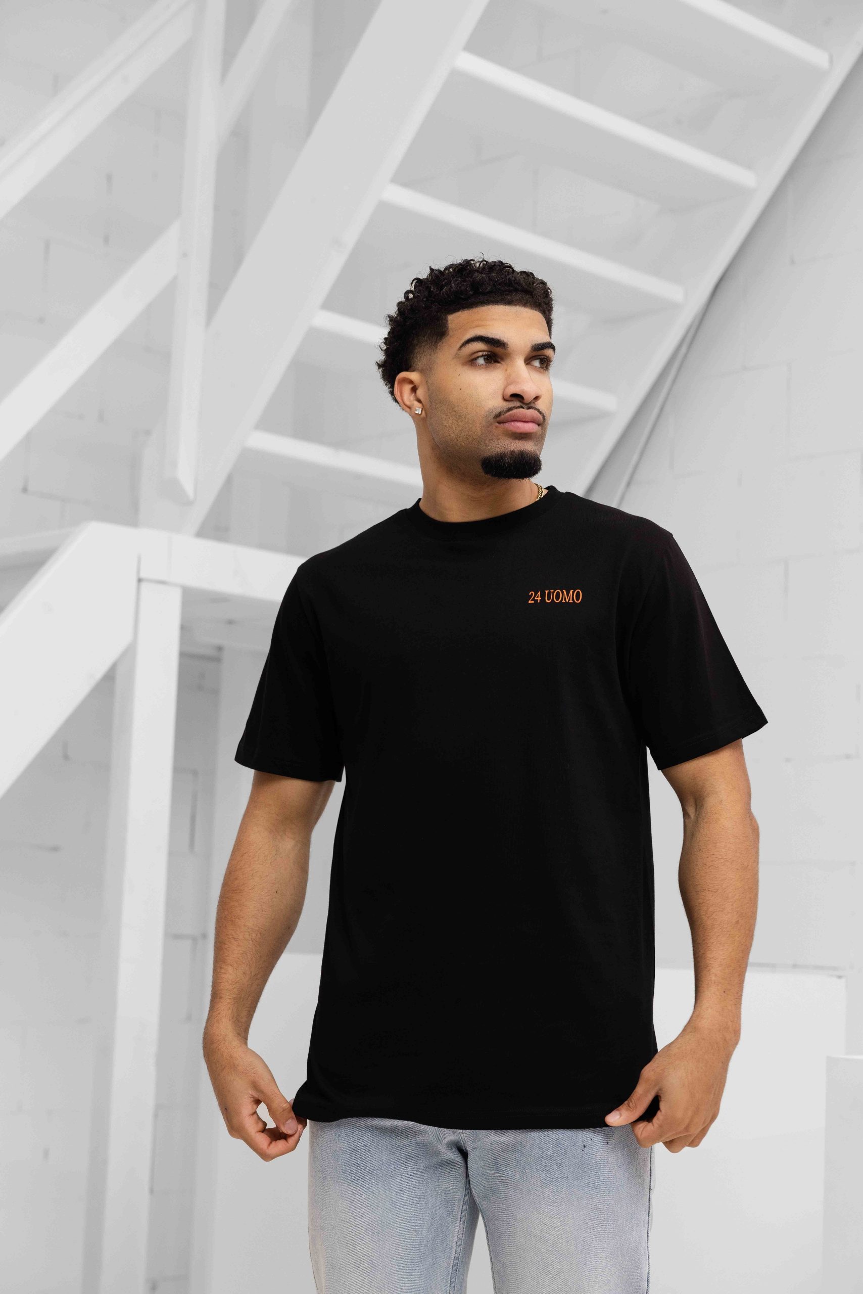 24 Uomo Heat Wave T-Shirt Heren Zwart/Oranje