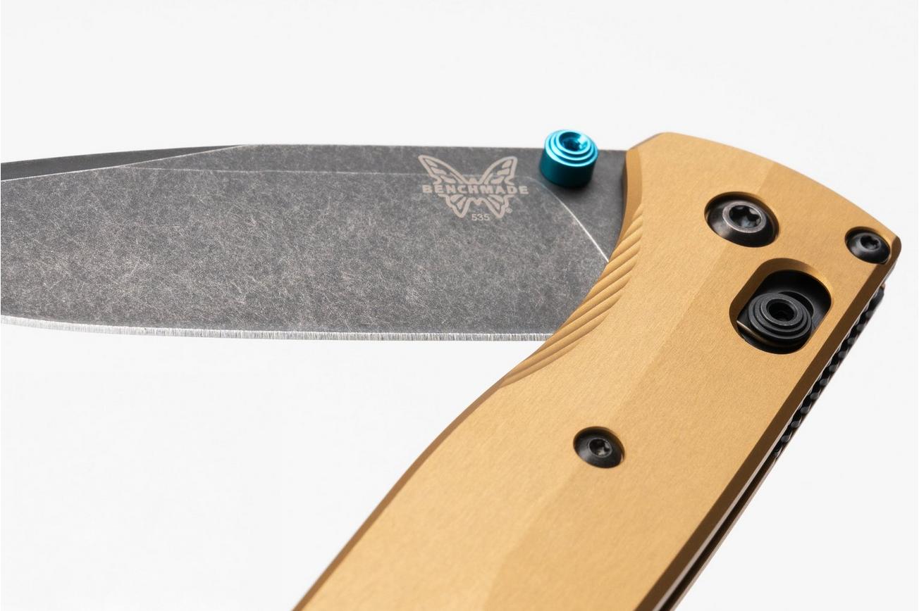 Benchmade Bugout 535BK-07 Blackwashed M390,  Burnt Brass Aluminium, zakmes