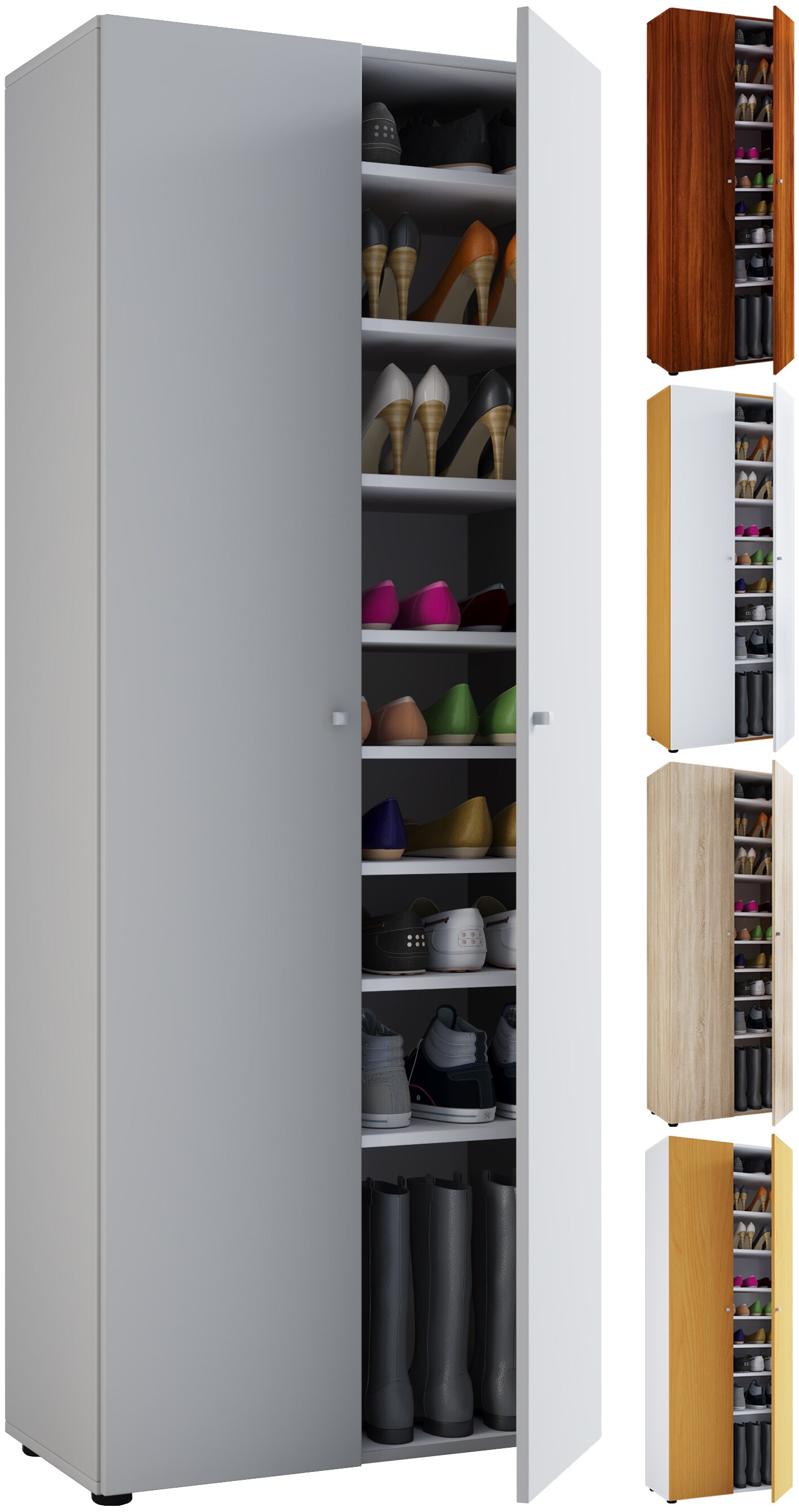 VCM XXL Holz Großer Schuhschrank Schuhkommode Schuhregal Groß Vandol 9 Fächer