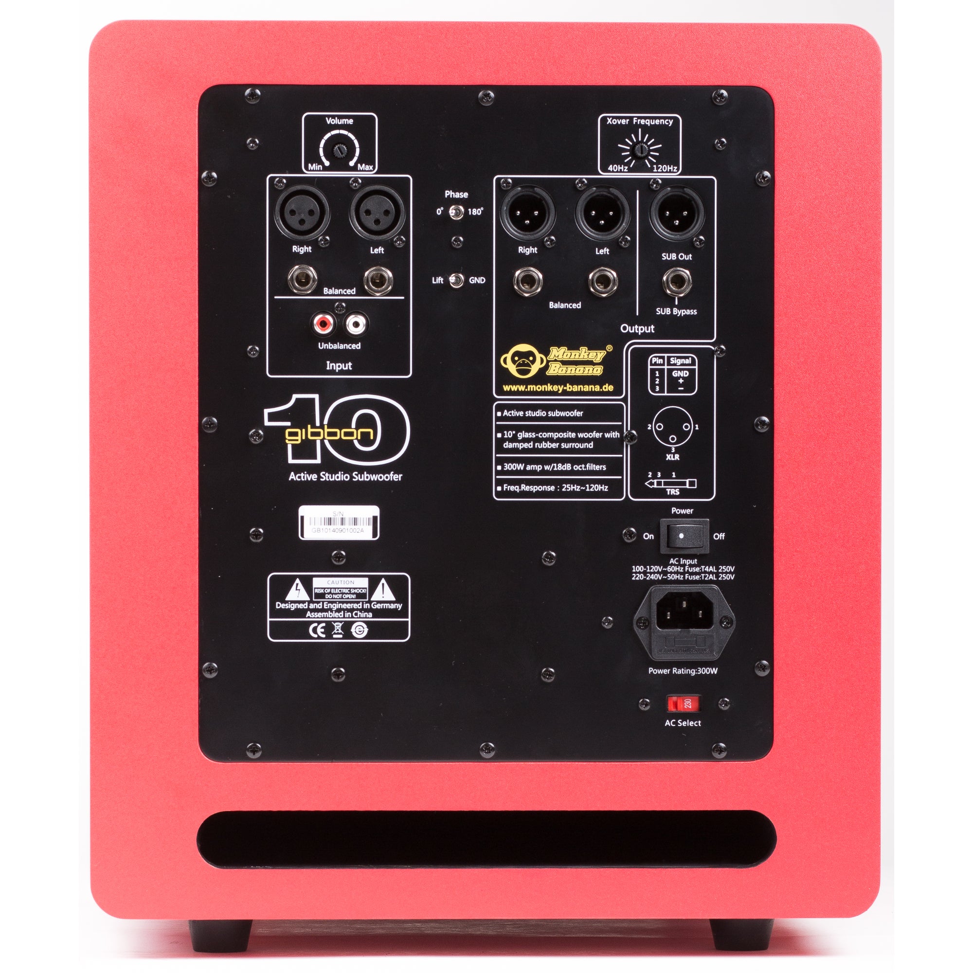 Monkey Banana Gibbon 10 actieve subwoofer rood