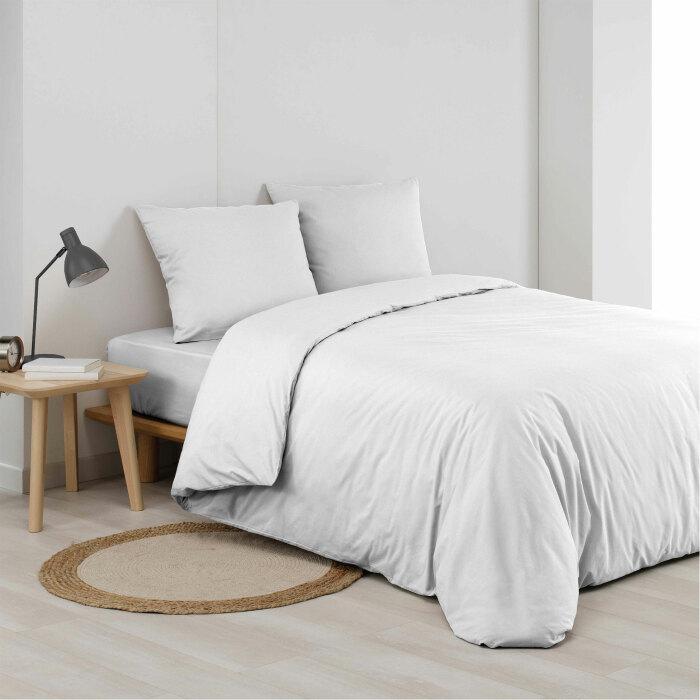 HOUSSE COUETTE 160X210CM MICROFIBRE BLANC