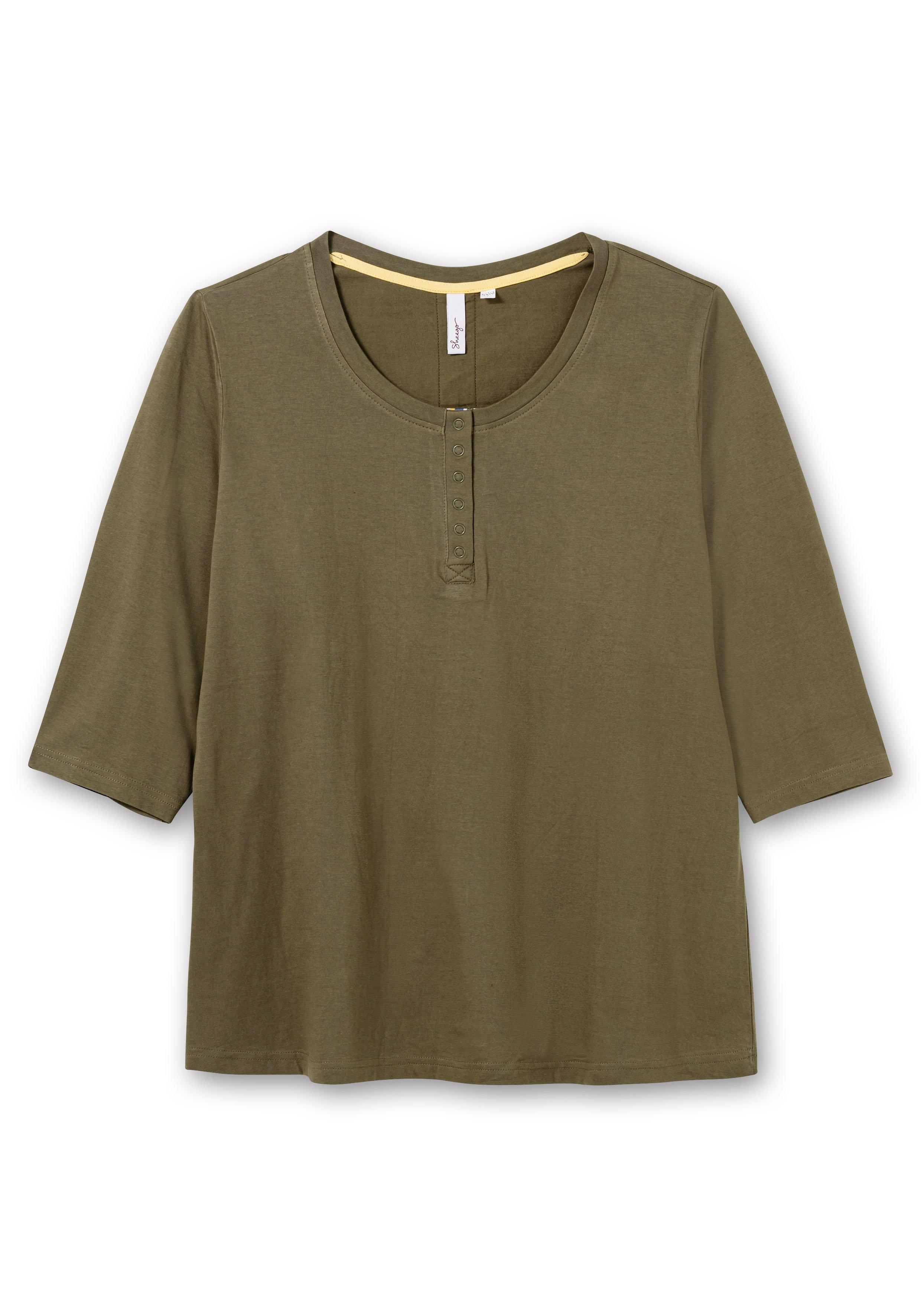 Shirt mit kurzer Knopfleiste und 3/4-Arm